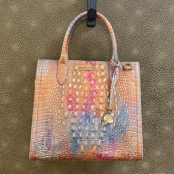 SOLD🔥🔥🔥Brahmin Caroline Croc-Embossed Leather Multicolor Satchel Shoulder Bag - Picture 4 of 15